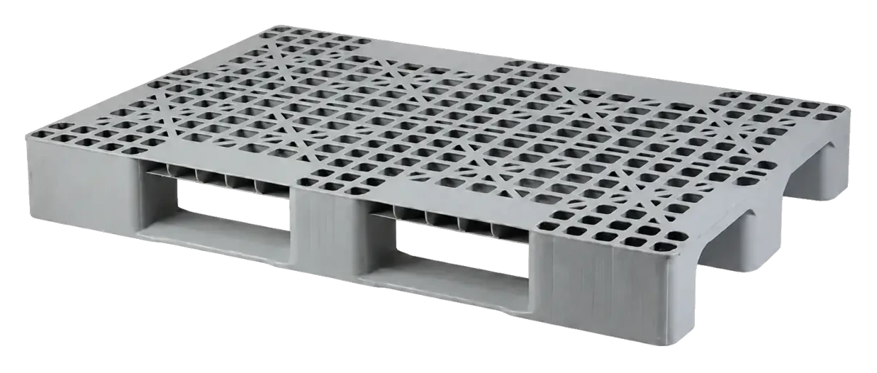 Perforated grey plastic pallet