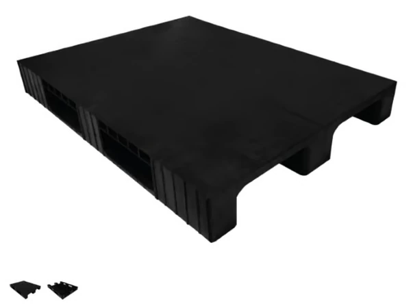 90 X 120 X 15 cm with 2 Runners 11 KG BLACK CLOSED DECK PLASTIC PALLET