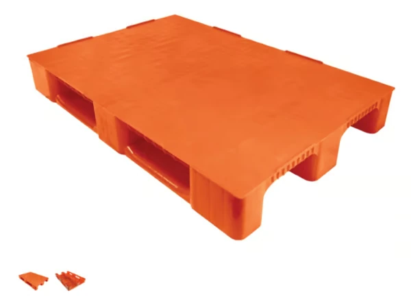 (EURO) 80 X 120 X 15 cm 12,5 KG ORANGE CLOSED DECK PLASTIC PALLET