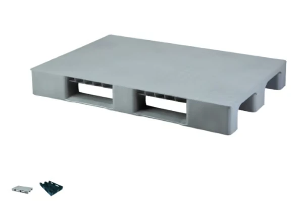 (EURO) 80 X 120 X 15 cm with 3 Runners 14 KG GREY CLOSED DECK (REINFORCED) PLASTIC PALLET